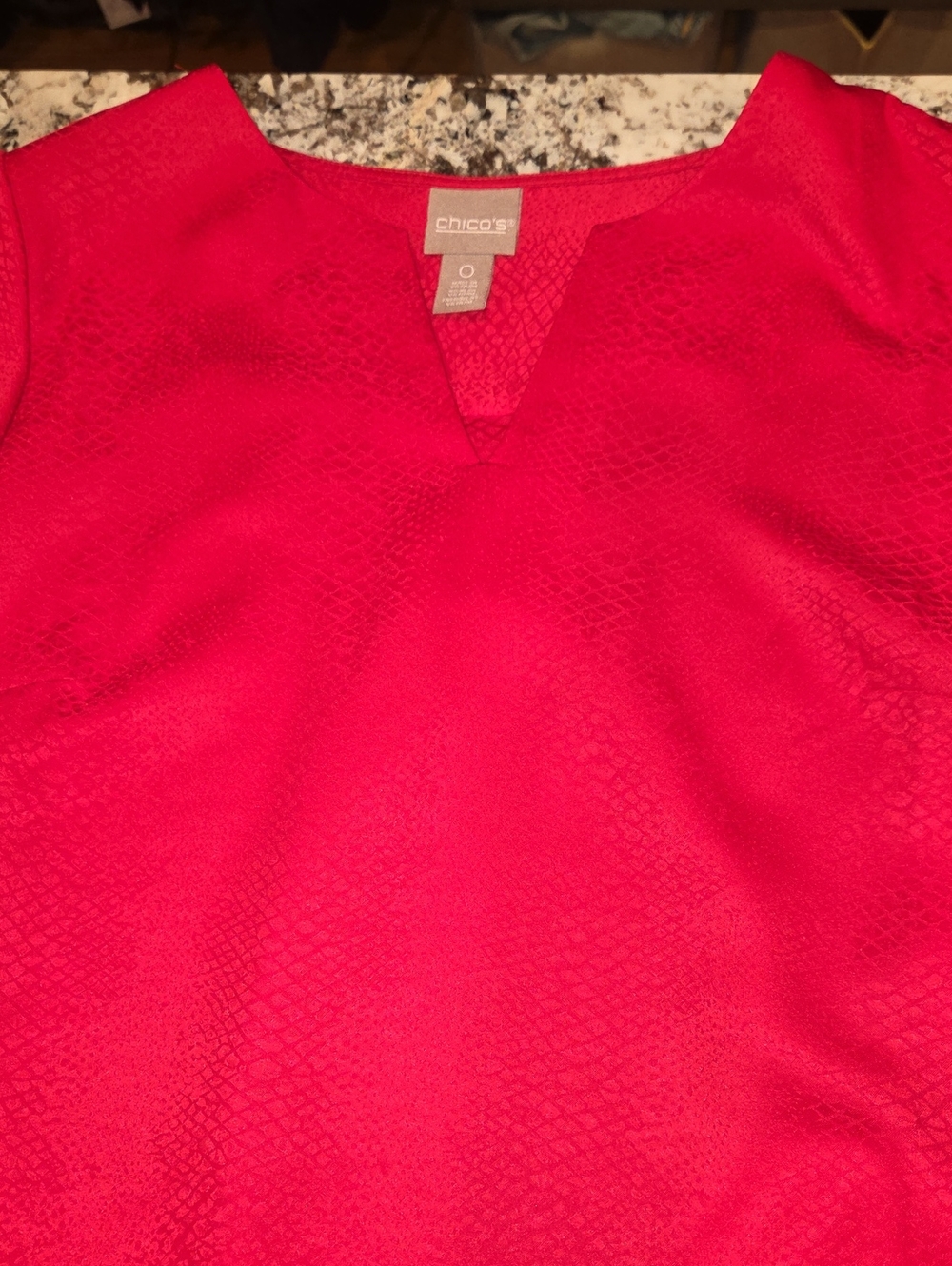 Chico's V-Neck Textured Top In Red